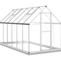 vidaXL Växthus med ram silver 334x169x202 cm aluminium