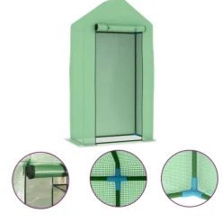 vidaXL Växthus med stålram 0,5 m² 1x0,5x1,9 m