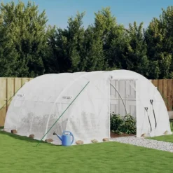 Hot Växthus med stålram - Rymligt för frukter & grönsaker | Färg: Vit | Storlek: 16 m² (4x4x2 m) Växthus