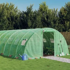 vidaXL Växthus med stålram grön 80 m² 20x4x2 m