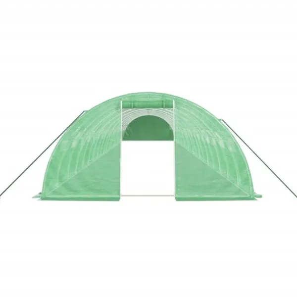 vidaXL Växthus med stålram grön 80 m² 20x4x2 m
