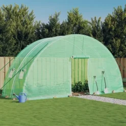 vidaXL Växthus med stålram grön 12 m² 6x2x2,85 m