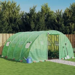 vidaXL Växthus med stålram grön 16 m² 4x4x2 m