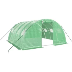 vidaXL Växthus med stålram grön 16 m² 4x4x2 m