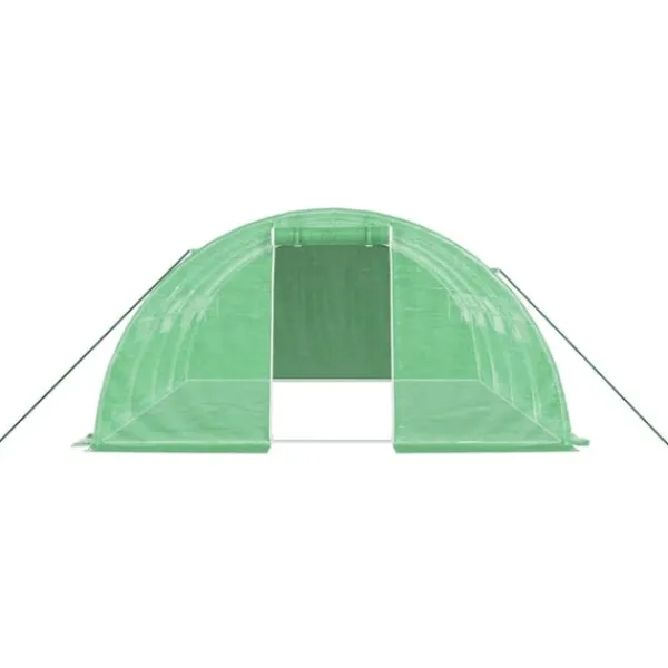vidaXL Växthus med stålram grön 16 m² 4x4x2 m
