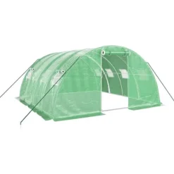 vidaXL Växthus med stålram grön 16 m² 4x4x2 m