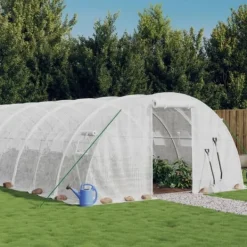 vidaXL Växthus med stålram vit 80 m² 20x4x2 m