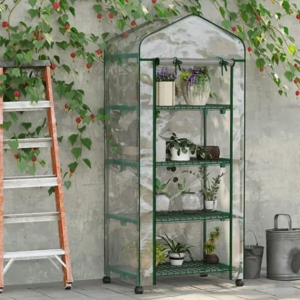 Växthus mini 69×50×165 cm – 4 hyllor, transparent