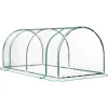 Växthus 200x100x80 cm, stål/plast, med dörr – drivbänk, grön