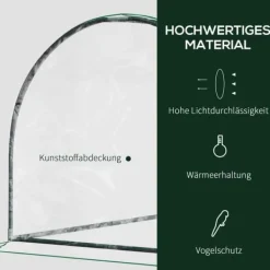 Växthus 200x100x80 cm, stål/plast, med dörr – drivbänk, grön