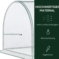Växthus 250x100x80 cm, stål/PVC, med dörr – drivbänk för plantuppdragning