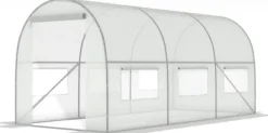 Best Växthus 4,5x2x2 meter vit - med 6 myggnätsfönster - 9m2 Växthus