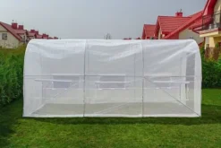Best Växthus 4,5x2x2 meter vit - med 6 myggnätsfönster - 9m2 Växthus