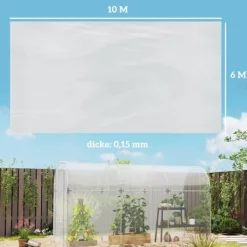 Växthusfolie 6x10 m, vattentät med UV-skydd, extra tjock, transparent