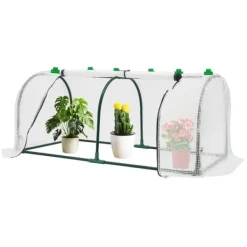 Växthustunnel - Mini växthus - 120x60x50 cm - PE-överdrag med dragkedja - Järnram - 2 kg - Beige