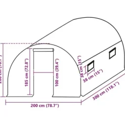 Online Växthusöverdrag för 6 m² - Skydd mot väder och fågel | Färg: Grön | Storlek: 200x300x200 cm Växthus