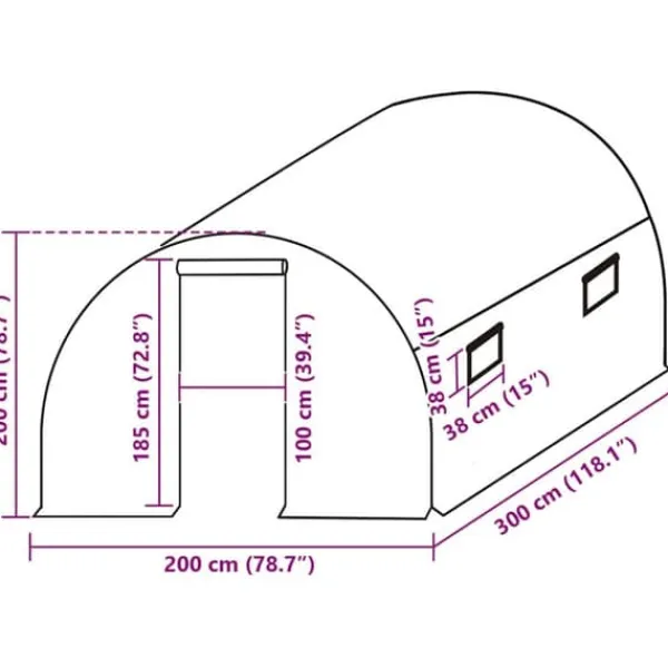 Online Växthusöverdrag för 6 m² - Skydd mot väder och fågel | Färg: Grön | Storlek: 200x300x200 cm Växthus