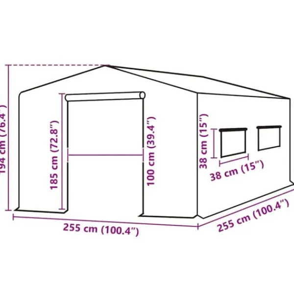 Växthusöverdrag i PE - Skydda dina växter | Färg: Grön | Storlek: 255x255x194 cm