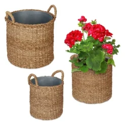 Online Växtkorg Set, 42x37 cm, Natur, Silver Trädgårdskorgar