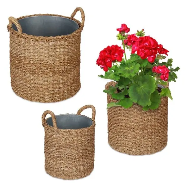 Online Växtkorg Set, 42x37 cm, Natur, Silver Trädgårdskorgar