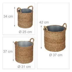 Online Växtkorg Set, 42x37 cm, Natur, Silver Trädgårdskorgar