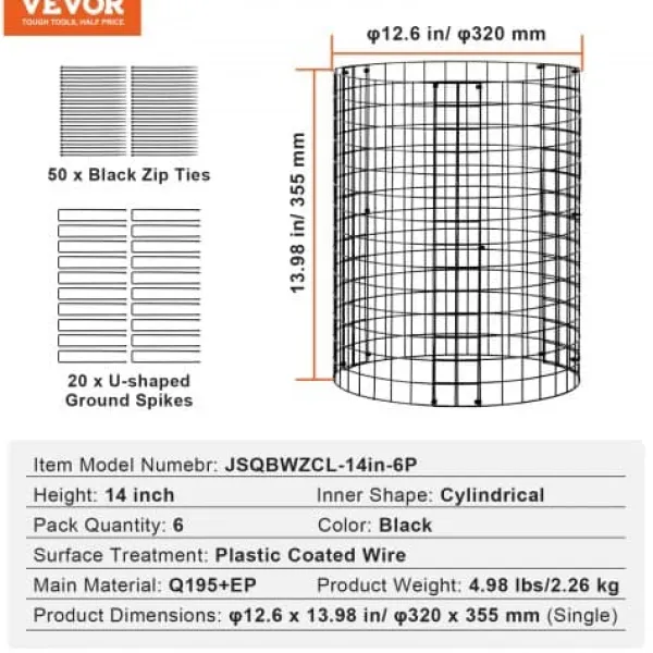 Clearance Växtskydd, 6-pack, 32x35,5 cm, Metall, Justerbar, Utomhus Kompostering