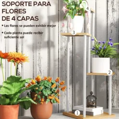 Online Växtställ - Blomhylla - 4 Nivåer - Trä - Fristående - 53 x 42 x 85 cm - Natur Växtställ