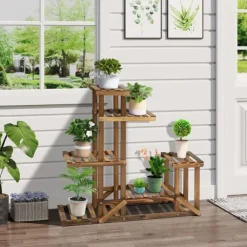 Online Växtställ - Blomhylla i trä - 6 hyllplan - 95 x 28 x 96,5 cm Växtställ