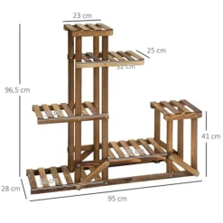 Online Växtställ - Blomhylla i trä - 6 hyllplan - 95 x 28 x 96,5 cm Växtställ