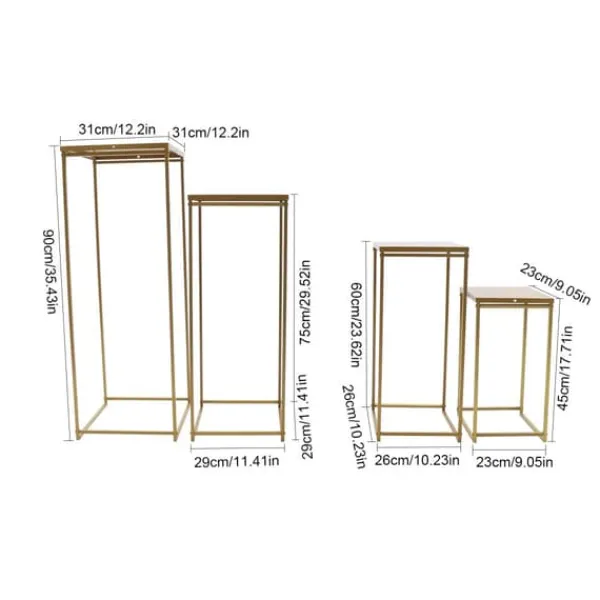 Online Växtställ & blomsterställ set - Metallstativ - 4-pack - Stålrör - 10–15 kg/st - Inne/ute - Montering krävs - För bröllopscenterpiece - Guld Växtställ