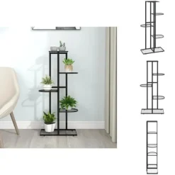 Outlet Växtställ - Living Växtställ med 5 hyllor 43x22x98 cm svart metall Växtställ