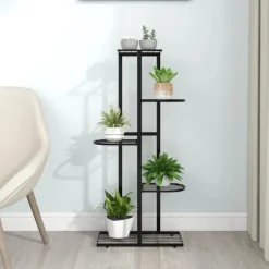 Outlet Växtställ - Living Växtställ med 5 hyllor 43x22x98 cm svart metall Växtställ