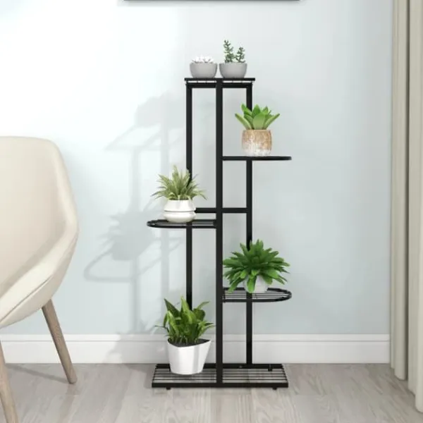 Outlet Växtställ - Living Växtställ med 5 hyllor 43x22x98 cm svart metall Växtställ