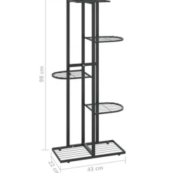 Outlet Växtställ - Living Växtställ med 5 hyllor 43x22x98 cm svart metall Växtställ