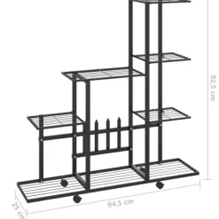 Växtställ - Living Växtställ på hjul 94,5x25x92,5 cm svart metall