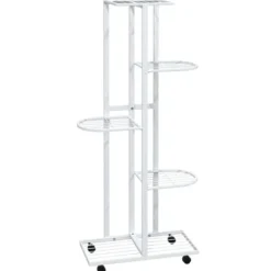 Discount Växtställ - Living Växtställ på hjul 5 hyllor 44x23x100 cm svart järn Växtställ