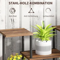 Sale Växtställ 4 nivåer 61,5 cm trä kolbrun inne/ute Växtställ