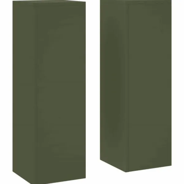 Clearance Växtställ 2 pcs Olivgrön 24 x 24 x 75 cm Stål Växtställ