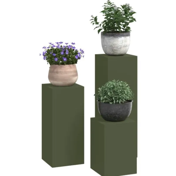 vidaXL Växtställ 3 pcs Olivgrön Stål
