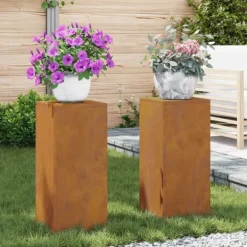 Discount Växtställ 2 pcs Rostig 24 x 24 x 55 cm Väderbeständig stål Krukor & Växtbehållare