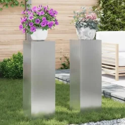 vidaXL Växtställ 2 pcs Silver 24 x 24 x 75 cm Galvaniserat stål