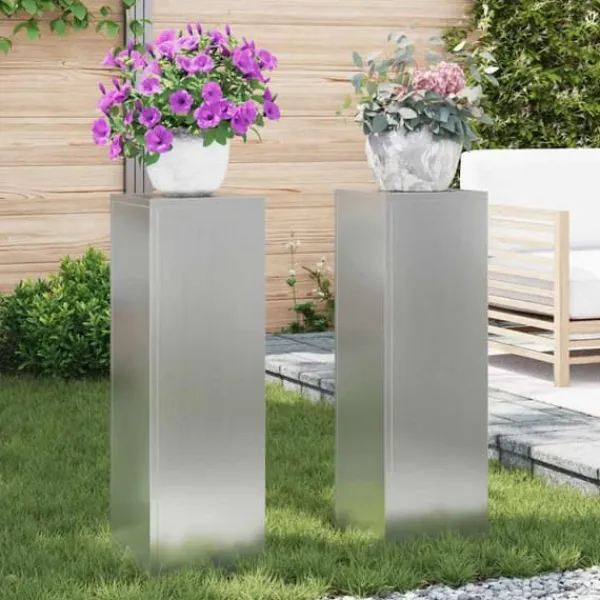vidaXL Växtställ 2 pcs Silver 24 x 24 x 75 cm Galvaniserat stål