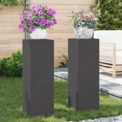 Outlet Växtställ 2 pcs Svart 24 x 24 x 75 cm Stål Krukor & Växtbehållare