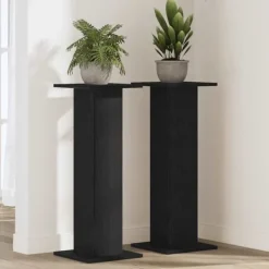 New Växtställ 2 pcs Svart ek 30 x 30 x 80 cm Konstruerat trä Växtställ
