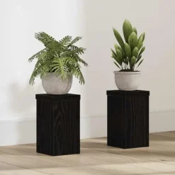 vidaXL Växtställ 2 pcs Svart ek 10 x 10 x 18 cm Konstruerat trä
