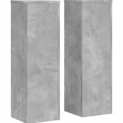 New Växtställ 2 st betonggrå konstruerat trä | Storlek: 25x25x80 cm Växtställ