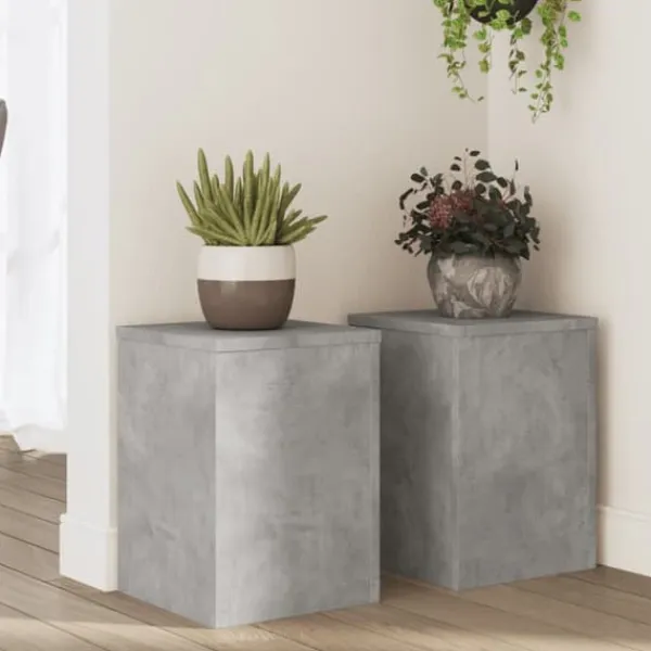 Sale Växtställ 2 st betonggrå 25x25x35 cm konstruerat trä Växtställ