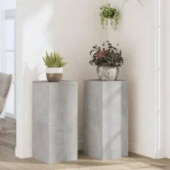 Växtställ 2 st betonggrå 30x30x70 cm konstruerat trä Växtställ