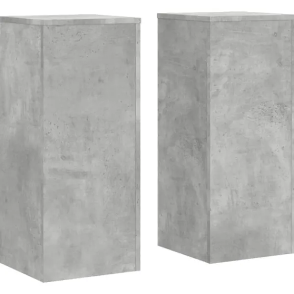 Växtställ 2 st betonggrå 30x30x70 cm konstruerat trä Växtställ