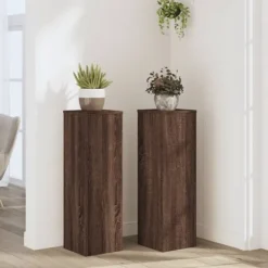 vidaXL Växtställ 2 st brun ek 25x25x80 cm konstruerat trä